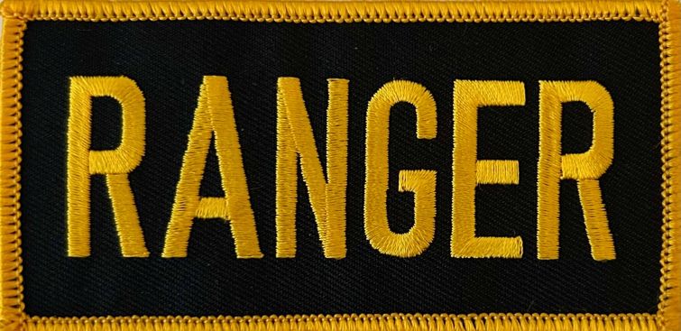 RANGER ID PATCH, DARK GOLD ON BLACK WITH DARK GOLD BORDER - SEW ON.